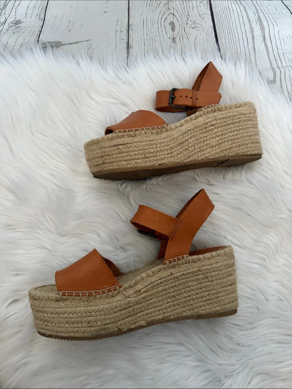 Soludos Tan Leather Espadrille Sandal with Ankle Strap Size 8
